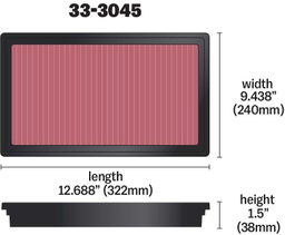 Replacement Air Filter for Toyota Hilux & Mitsubishi L200, view 4, K&N 33-3045