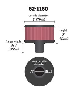K&N Vent Air Filter/ Breather 62-1160, view 5