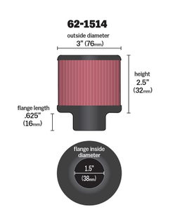 K&N Vent Air Filter/ Breather 62-1514, view 5