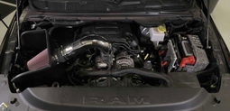 Polished Metal Intake for Ram 1500 (2019-2024) shown installed, K&N 77-1578KP
