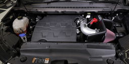 Silver Metal Intake for Ford Edge (2015-2018) shown installed, K&N 77-2592KS