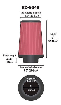 Universal Clamp-On Air Filter - K&N RC-5046, view 6
