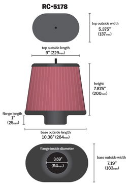 Oval Universal Air Filter - K&N RC-5178, view 2