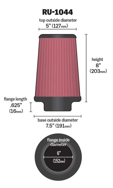 K&N K&N Universal Clamp-On Air Filter RU-1044