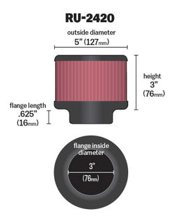 K&N Universal Clamp-On Air Filter RU-2420, view 2