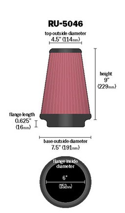 K&N Universal Clamp-On Air Filter RU-5046, view 4