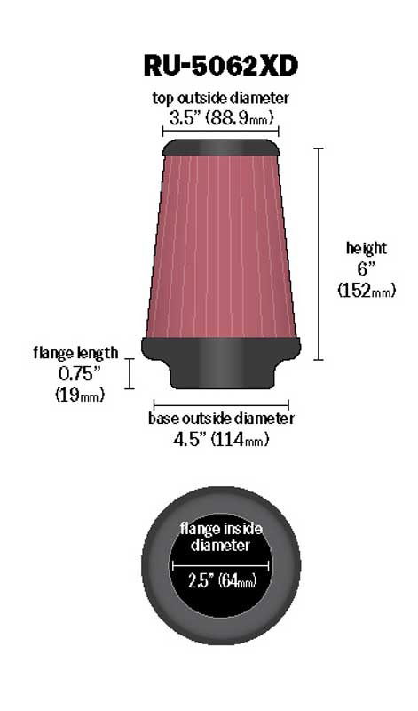 K&N K&N Universal Clamp-On Air Filter RU-5062XD
