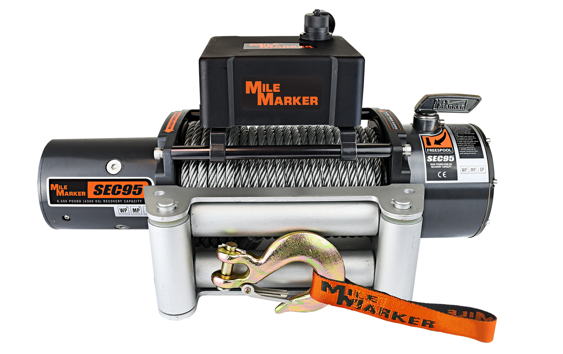 Mile Marker Mile Marker 9.5K SEC9.5 (ES) WATERPROOF RECOVERY WINCH WITH STEEL CABLE 76-50246BW