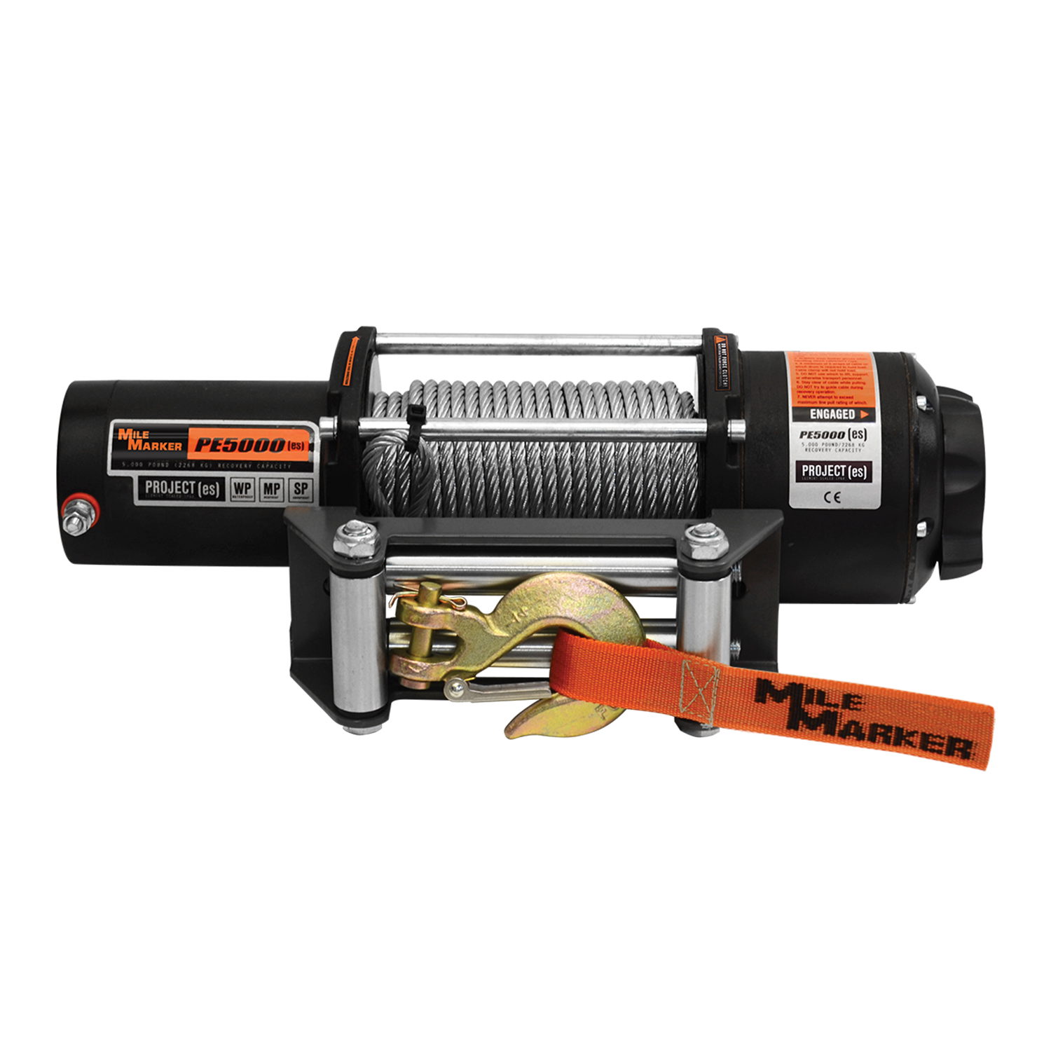 Mile Marker Mile Marker 5K PE5000 WATERPROOF POWERSPORT WINCH WITH STEEL CABLE 77-50120W