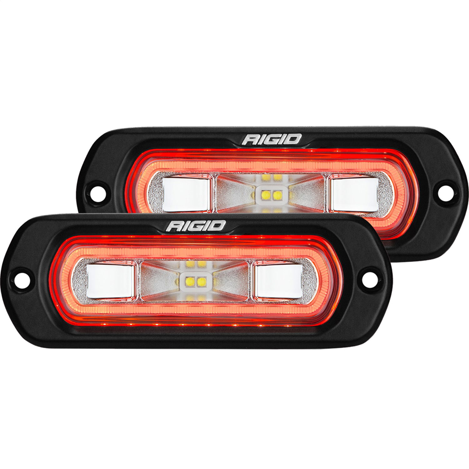 RIGID Industries SR-L Spreader Pod, Flush Mount, Red Halo, Pair