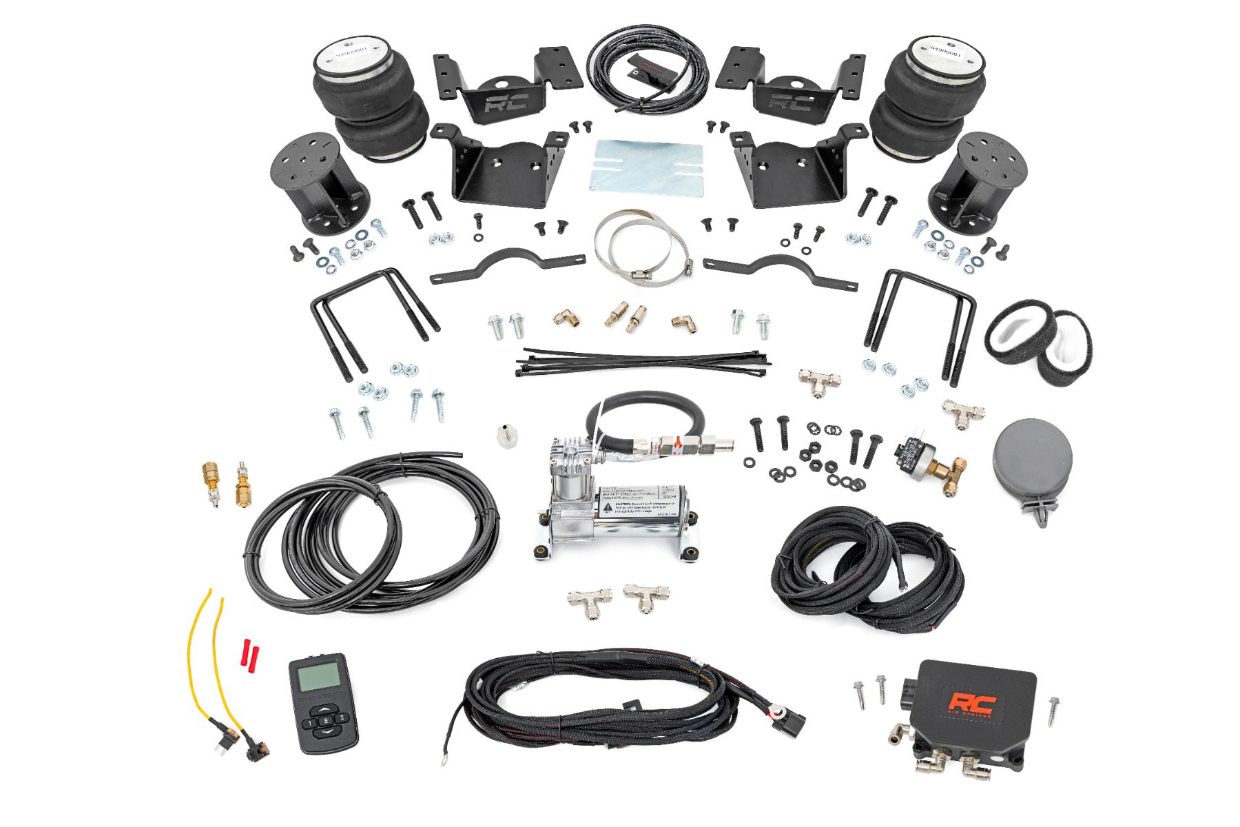 Rough Country 4-Inch Spacer Air Spring Kit with Compressor for Silverado 3500 HD