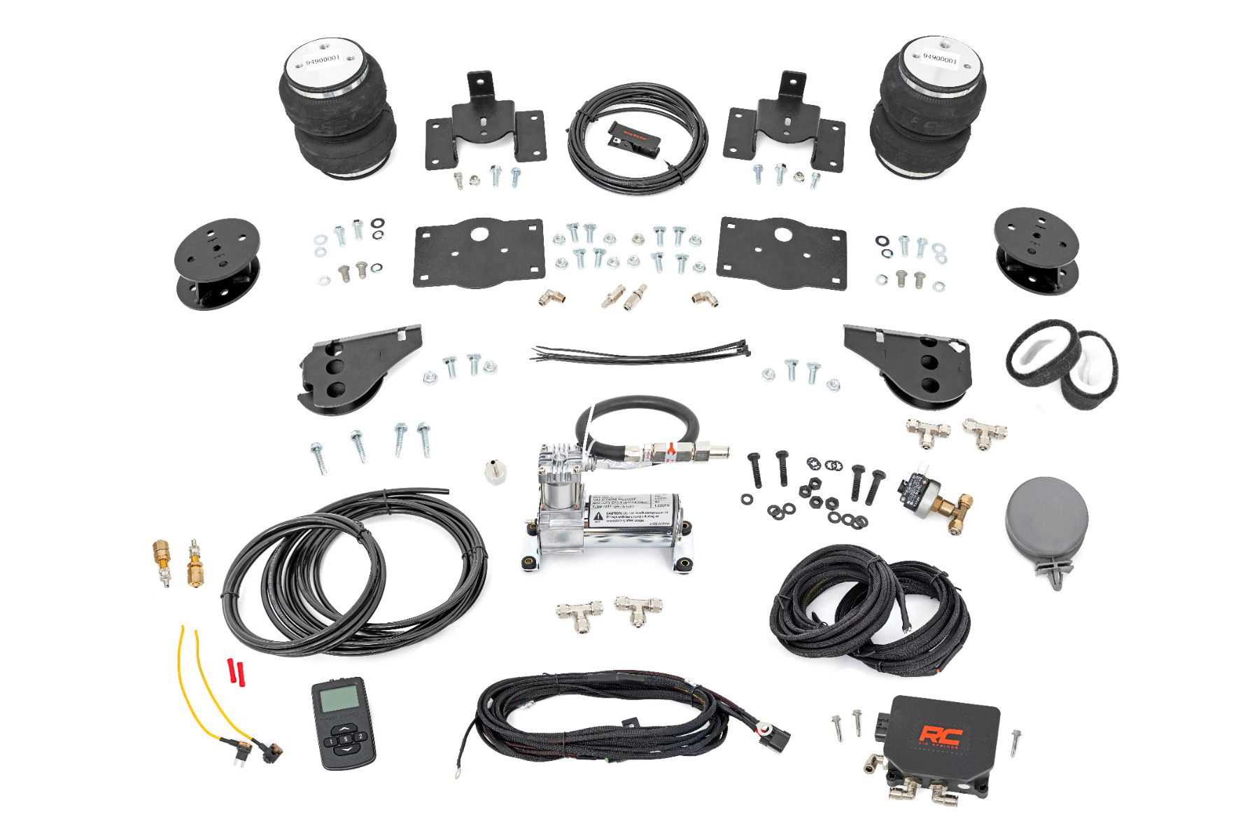 Rough Country Air Spring Kit with 4 Inch Spacers and Compressor for Ram 1500