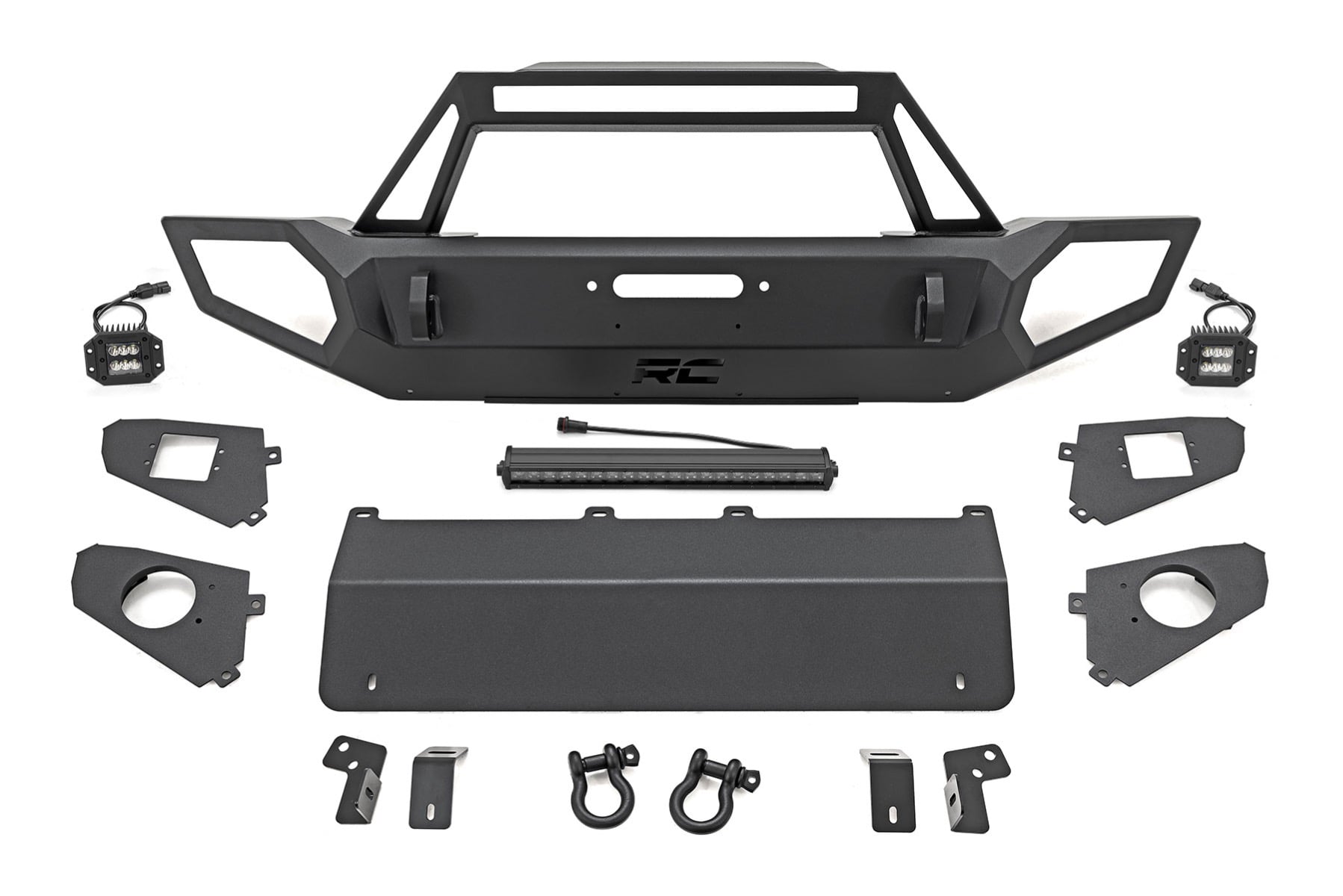 Rough Country Full-Width Front Winch Bumper with 20-Inch LED Light Bar
