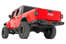 Rear Bumper with Bed Steps and LED Cubes for Gladiator, view 4, Rough Country 10646