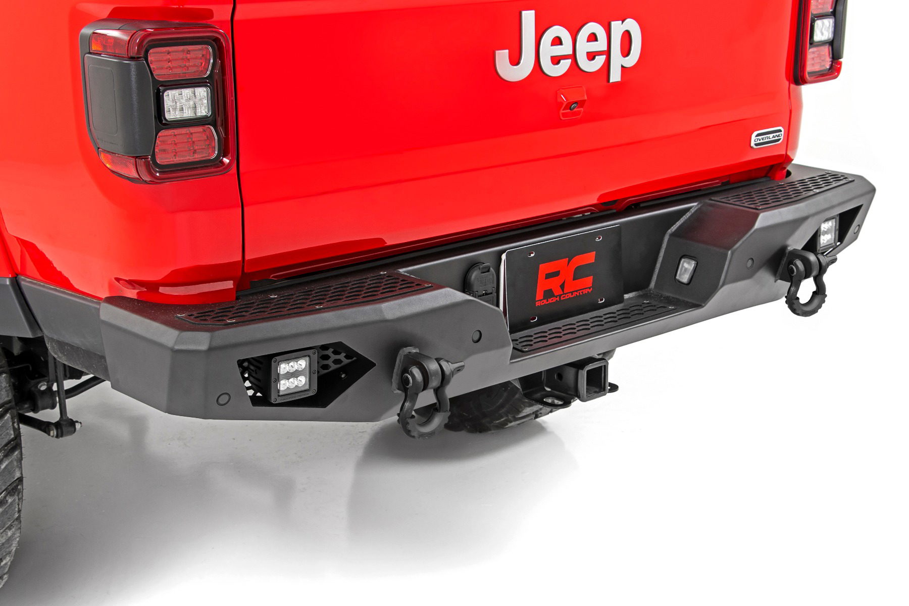 Rear Bumper with Bed Steps and LED Cubes for Gladiator — Rough Country 10646 — Rear Bumpers