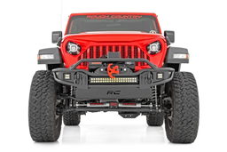 Tubular Front Winch Bumper with 20-Inch LED Light Bar, view 2, Rough Country 10647