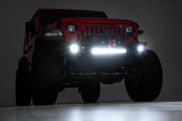 Tubular Front Winch Bumper with 20-Inch LED Light Bar, view 3, Rough Country 10647