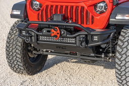 Tubular Front Winch Bumper with 20-Inch LED Light Bar, view 5, Rough Country 10647