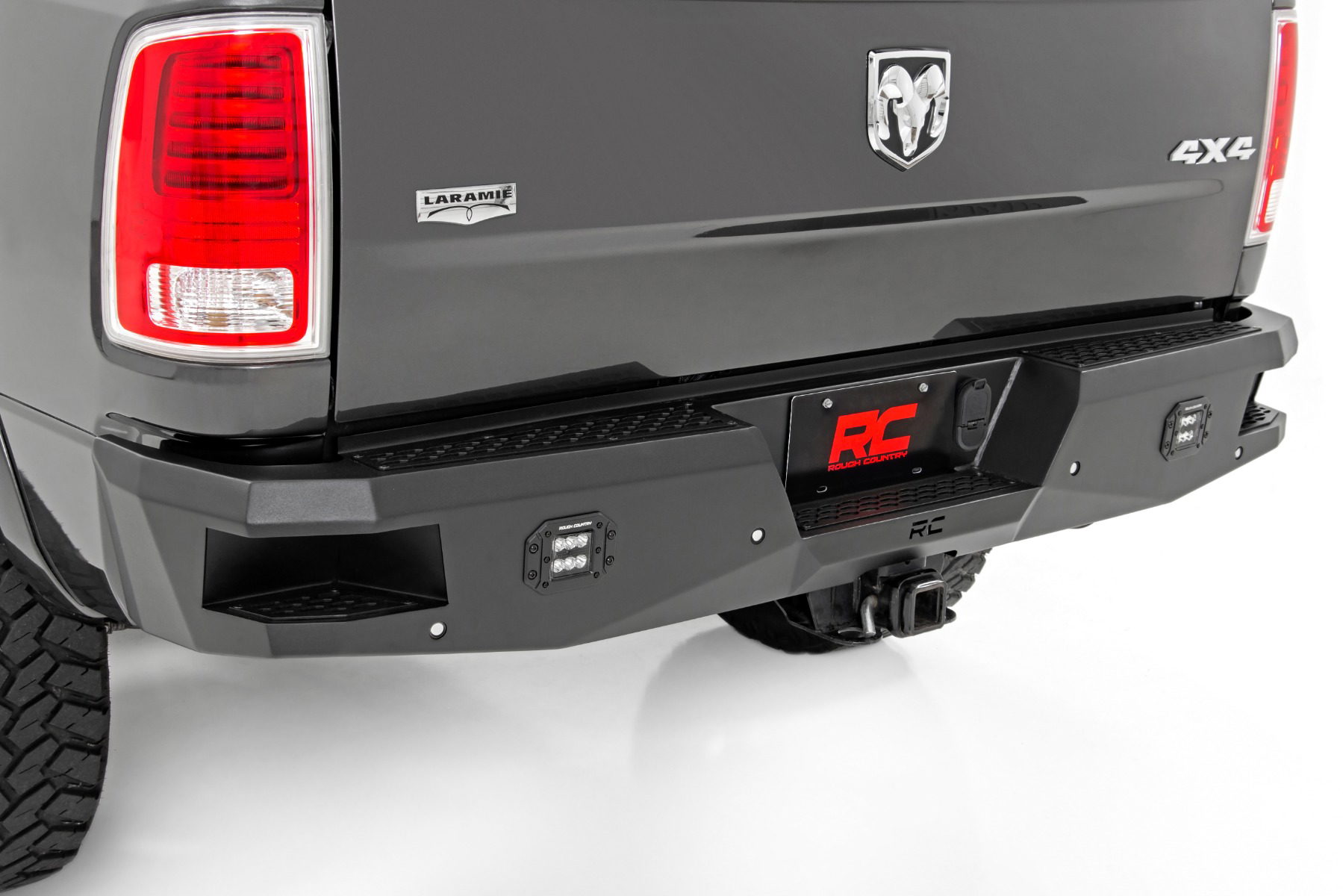 Rough Country Steel Rear LED Bumper with Bed Access Steps