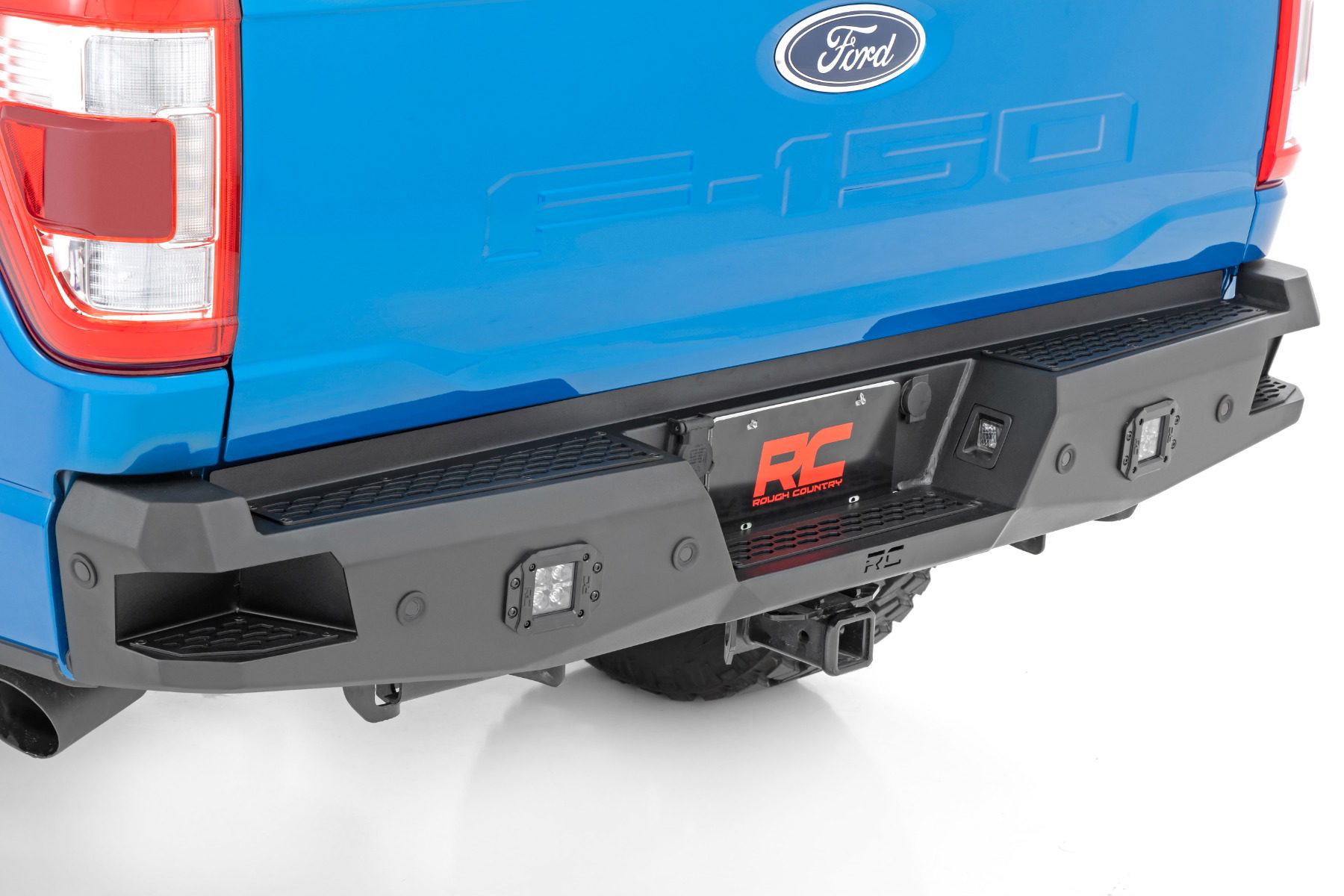 Rear Bumper with Bed Steps for 2021-2024 Ford F-150 — Rough Country 10810A — Rear Bumpers