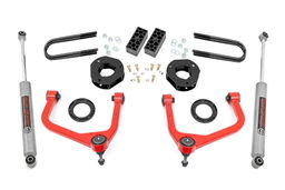 3.5-Inch Red Control Arm Lift Kit with N3 Shocks for Silverado, Rough Country 110430RED