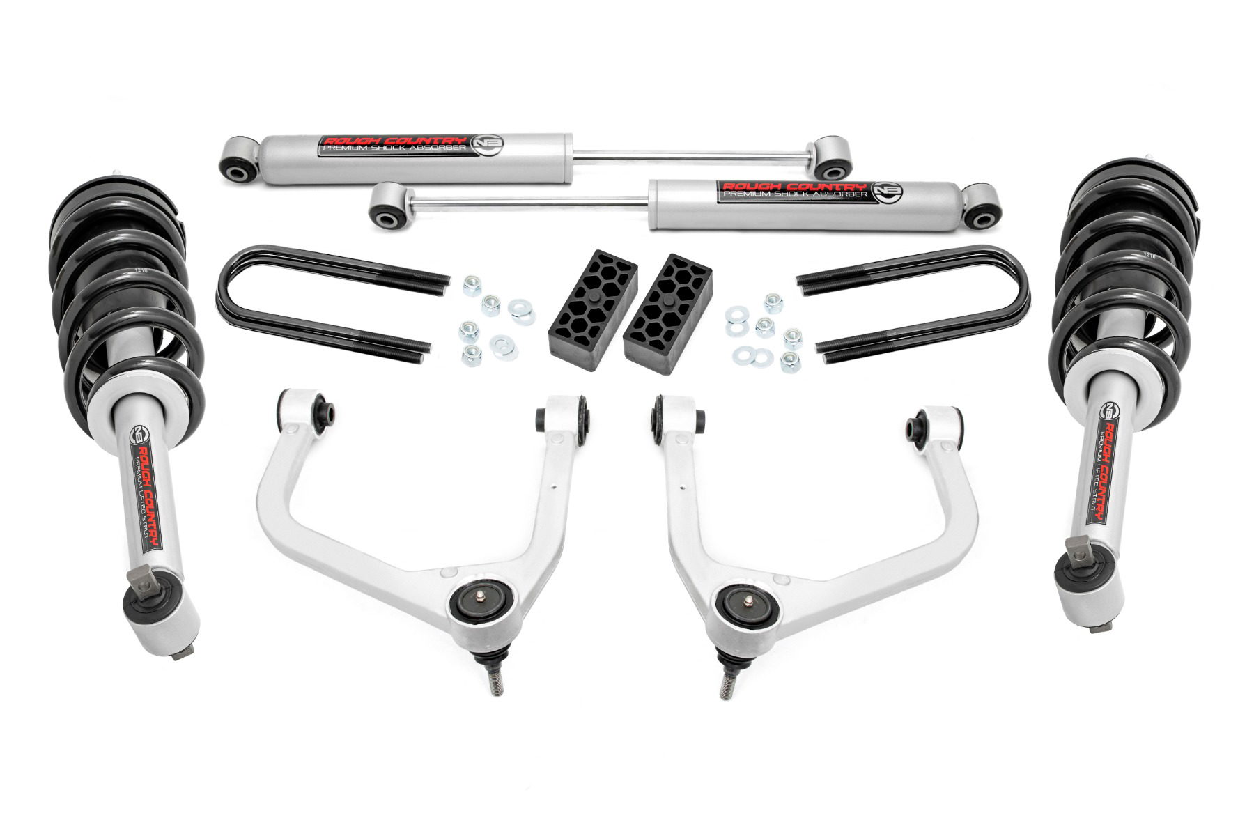 Rough Country 3.5-Inch Lift Kit with Loaded Struts and N3 Shocks for Silverado