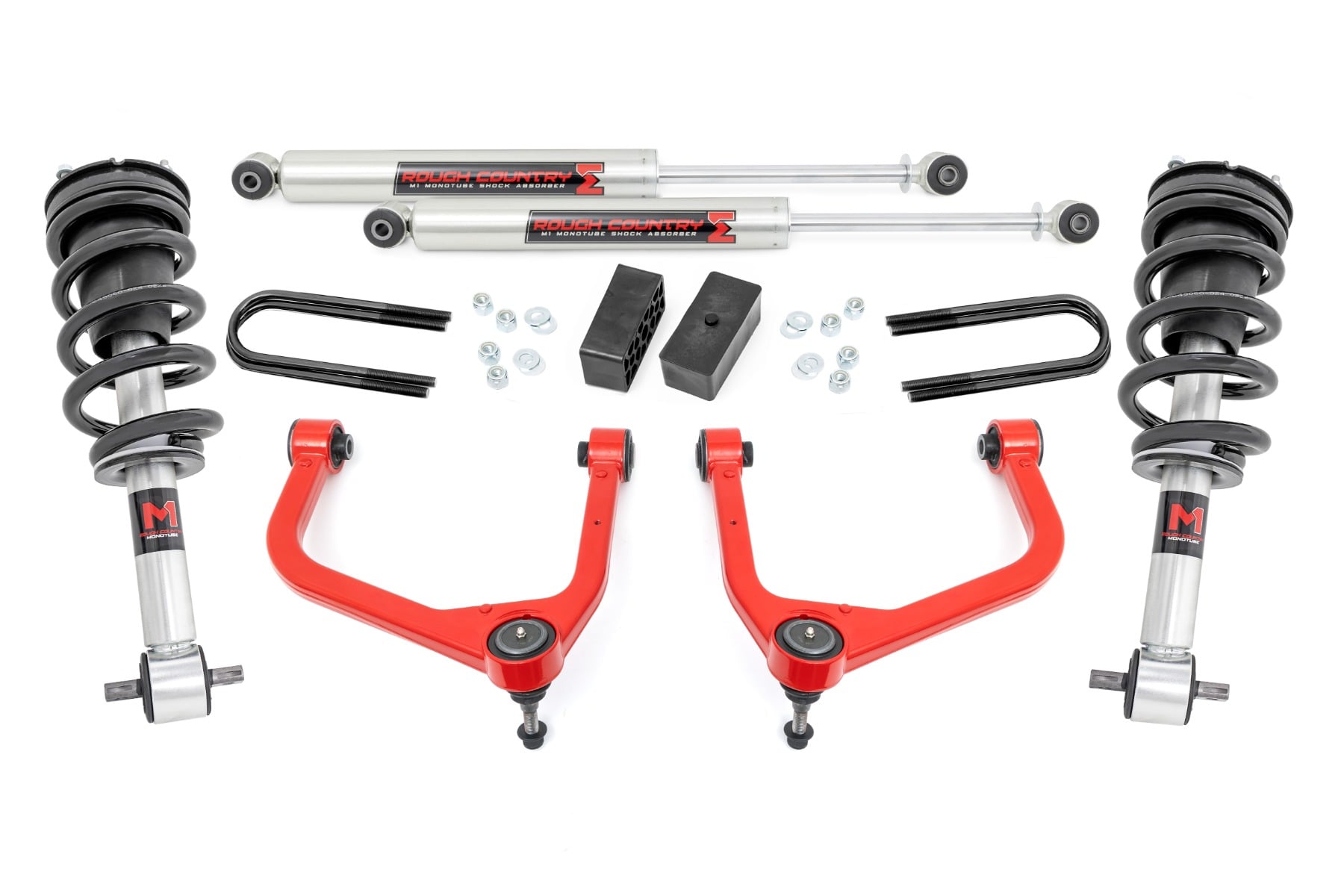 Rough Country 3.5-Inch M1 Lift Kit with Red Control Arms for Sierra 1500