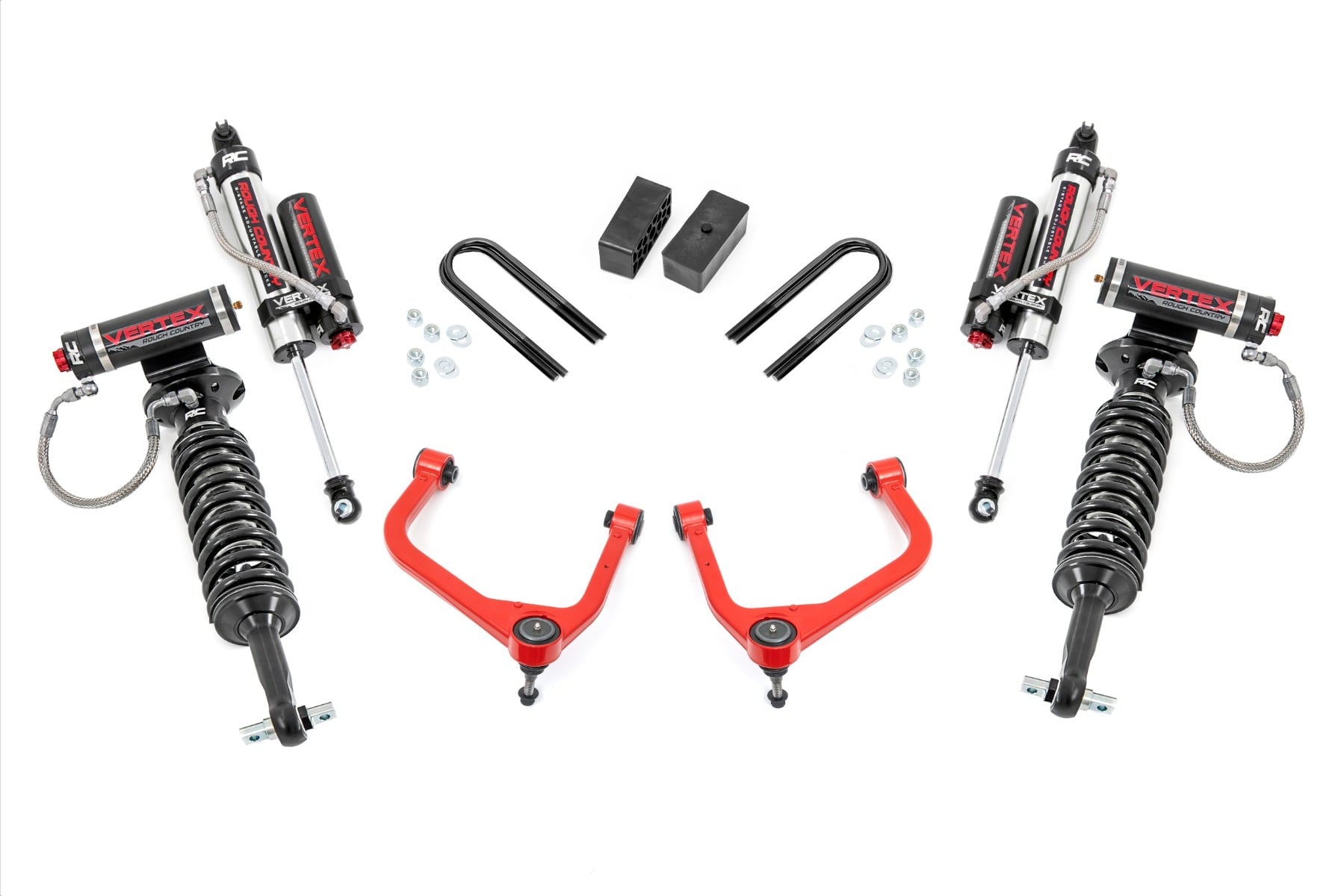 Rough Country 3.5-Inch Vertex 2.5 Lift Kit with Red Arms for Sierra 1500