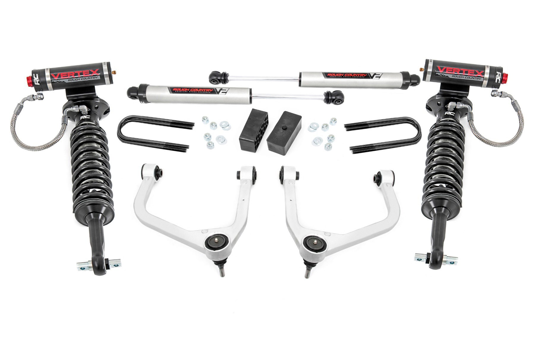 Rough Country 3.5-Inch Lift Kit with Vertex 2.5 and V2 Shocks for Sierra 1500