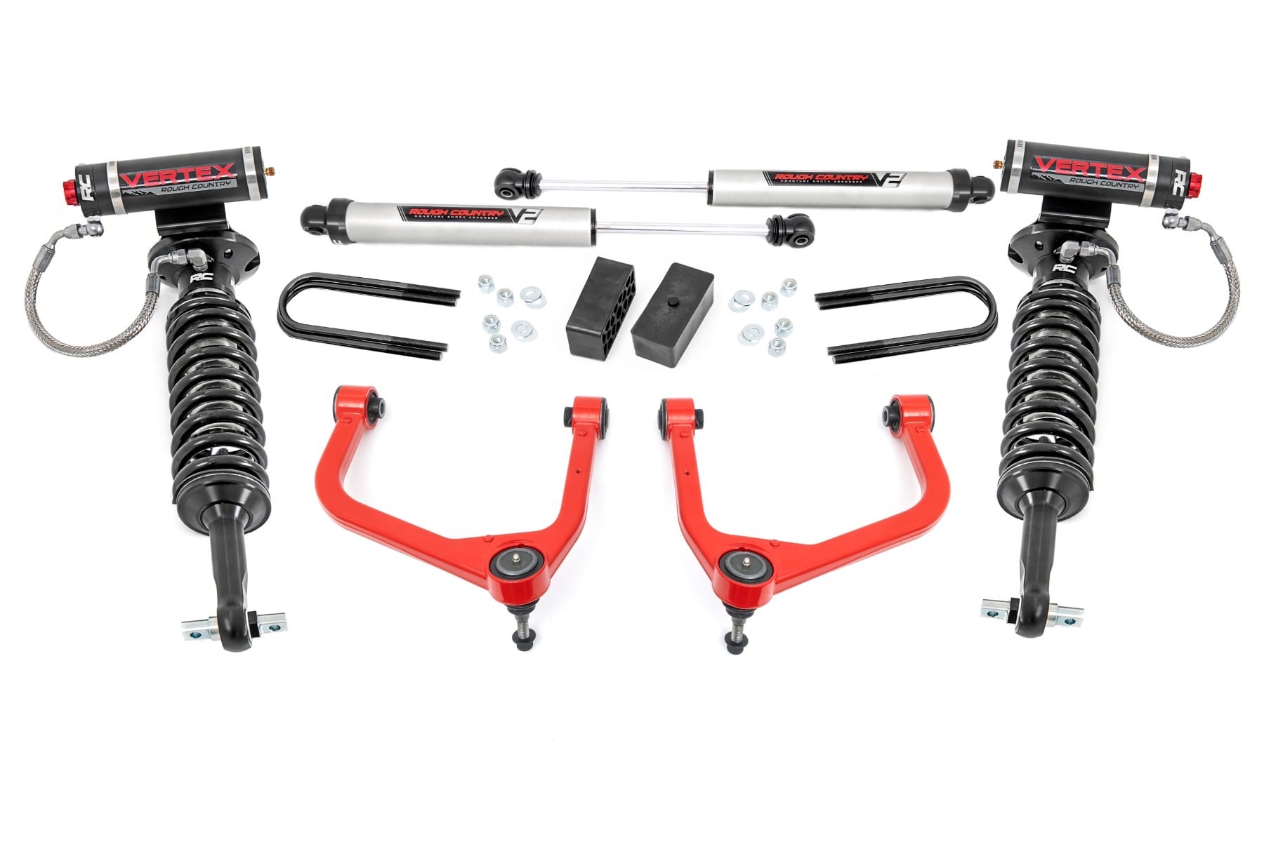 Rough Country 3.5-Inch Vertex 2.5 and V2 Lift Kit, Red Arms, Sierra 1500