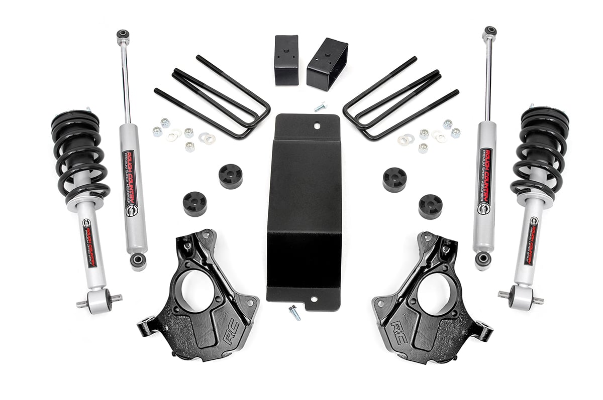Rough Country 3.5-Inch Loaded Strut Lift Kit for Cast Steel LCA Silverado 1500
