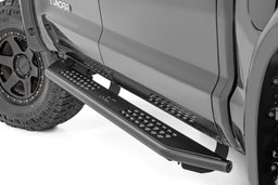 OV2 Running Boards for Toyota Tundra Crew Cab (2007-2021) shown installed, Rough Country 14005