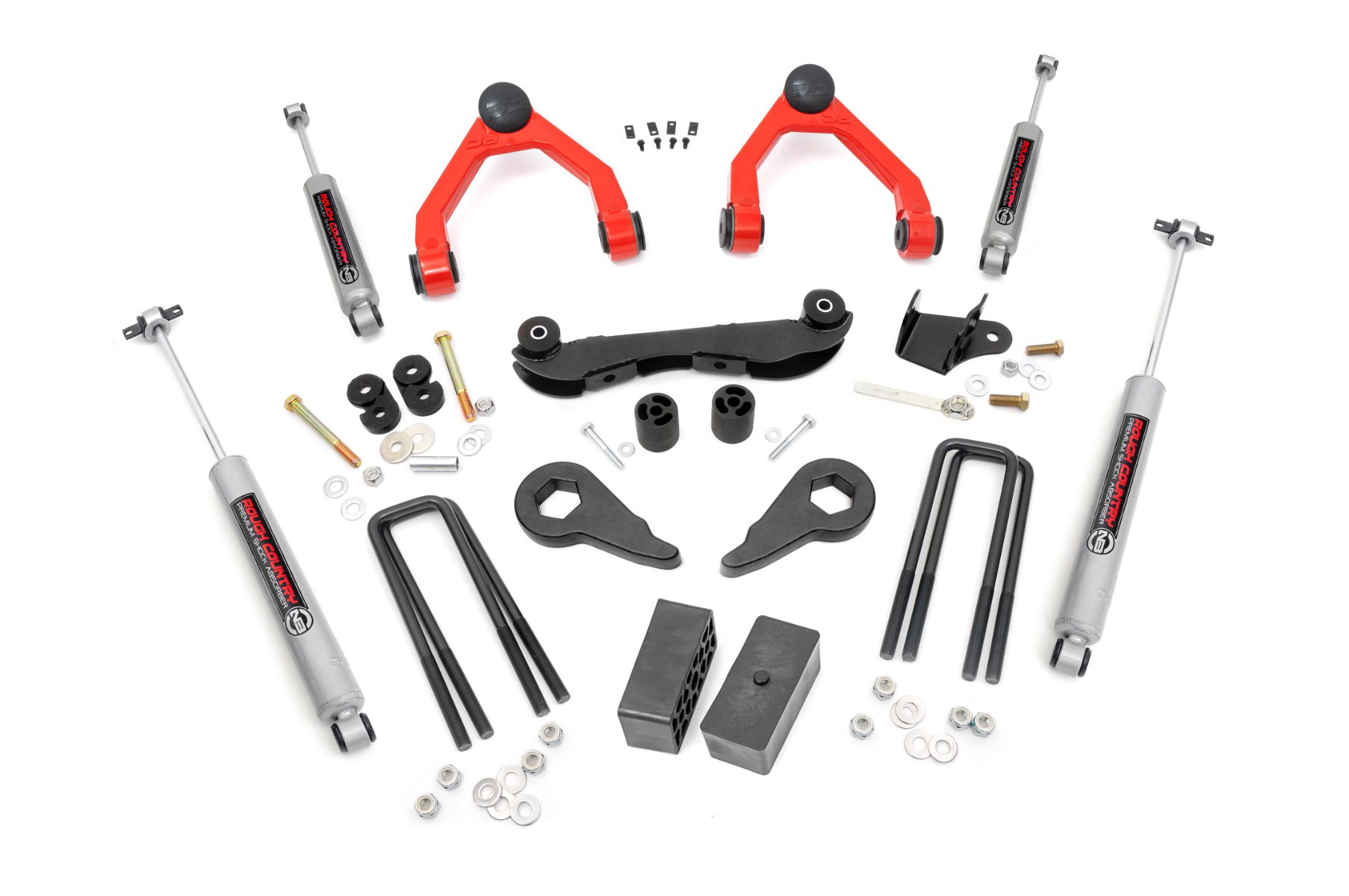 2-3 Inch Lift Kit with N3 Shocks for 6-Lug Trucks, Rough Country 16530RED