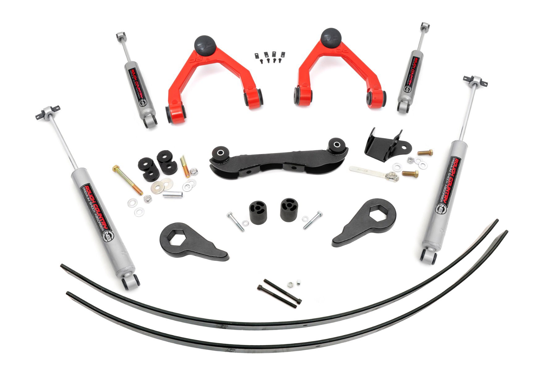 2-3 Inch Lift Kit with N3 Shocks and Rear Add-a-Leafs, Rough Country 17030RED: Lift Kits