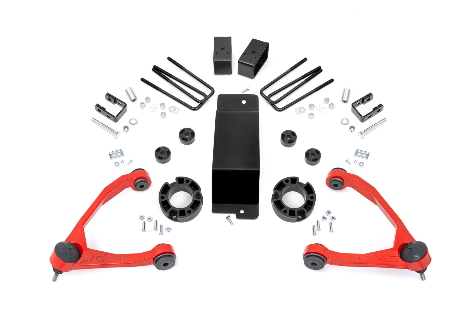 3.5-Inch Lift Kit with Red Control Arms for Sierra Denali dimension diagram — Rough Country 18901RED