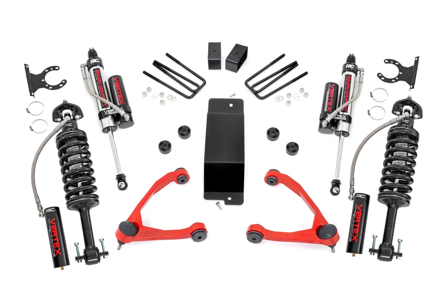 Rough Country 3.5-Inch Vertex 2.5 Lift Kit with Red Arms for Sierra 1500 4WD