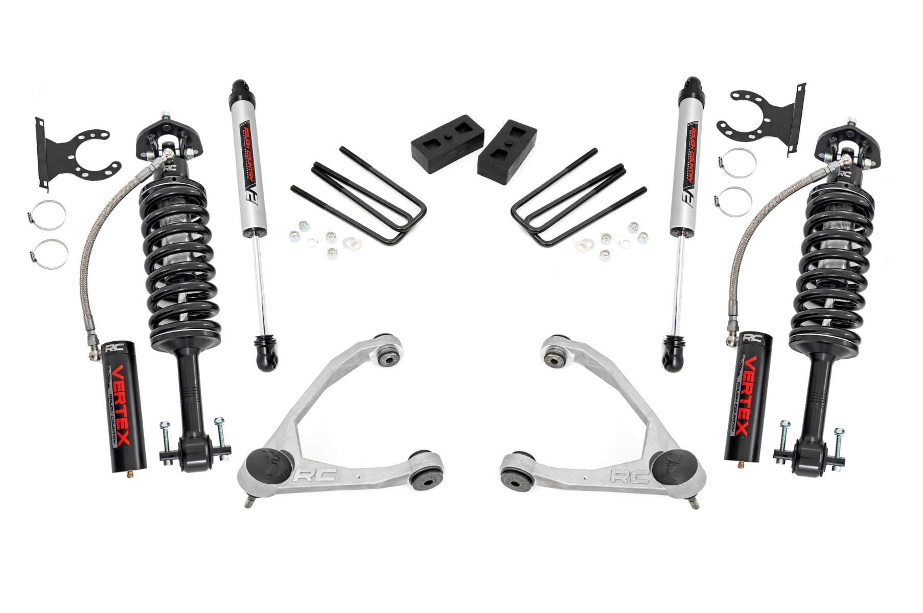 3.5-Inch Vertex Lift Kit for Silverado/Sierra 1500 2WD (2007-2013) with V2 Monotube Rear Shocks — Rough Country 19857