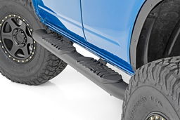 Oval Nerf Step Side Steps for Ford Bronco 4WD (2021-2025) shown installed, Rough Country 21011