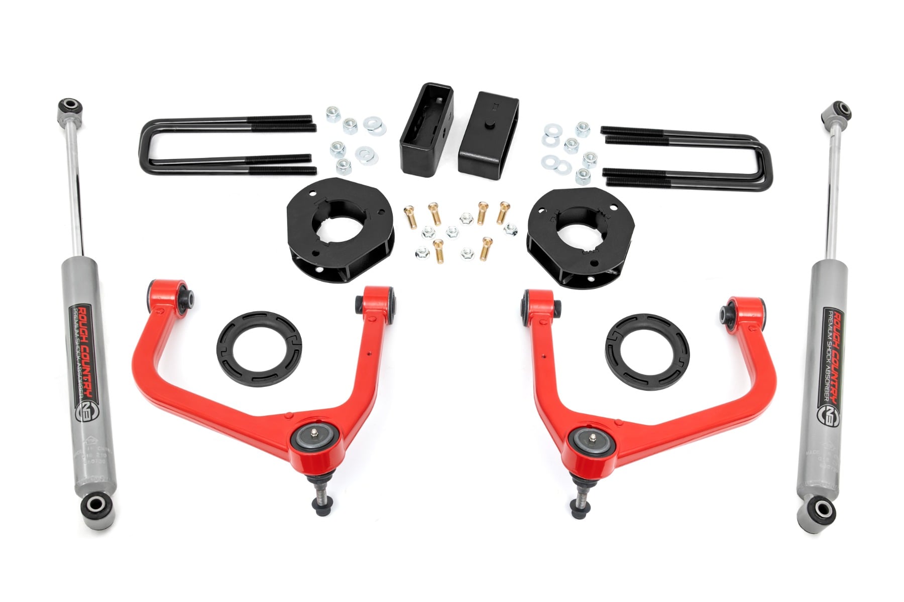 Rough Country 3.5-Inch Lift Kit with Red Control Arms for GMC Sierra 1500