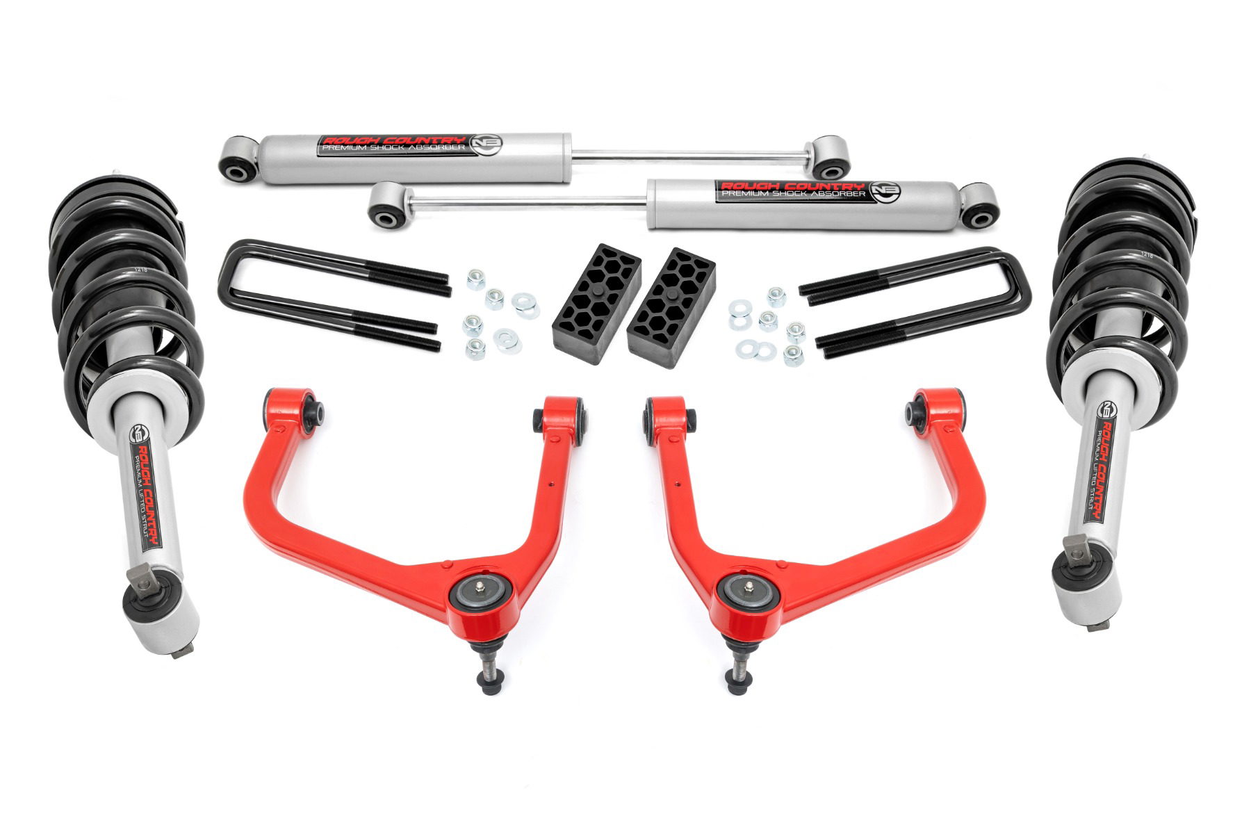 Rough Country 3.5-Inch Red Control Arm Lift Kit for GMC Sierra 1500
