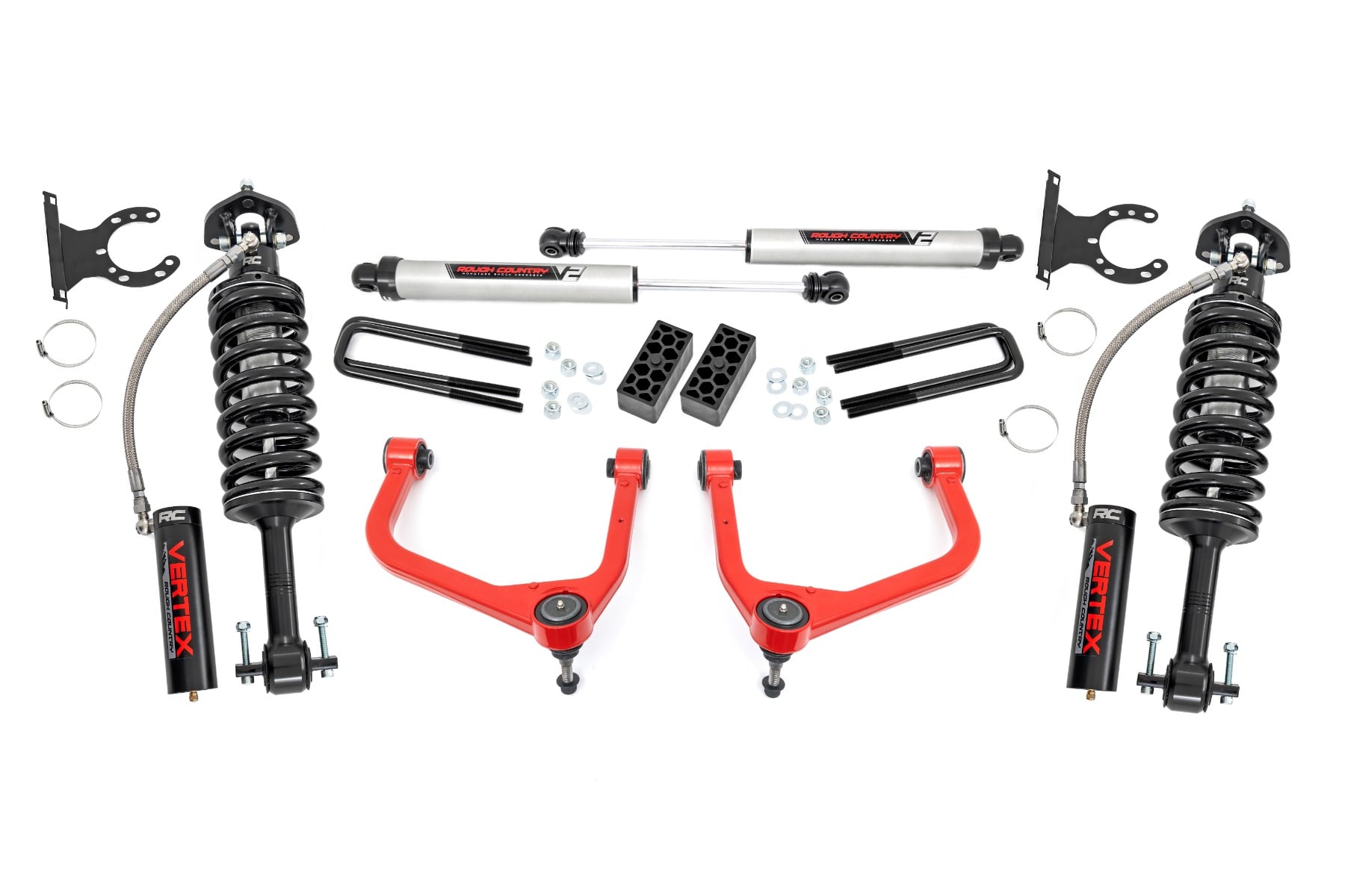 Rough Country 3.5-Inch Lift Kit with Vertex Struts for GMC Sierra 1500 (2019–2024) — Red
