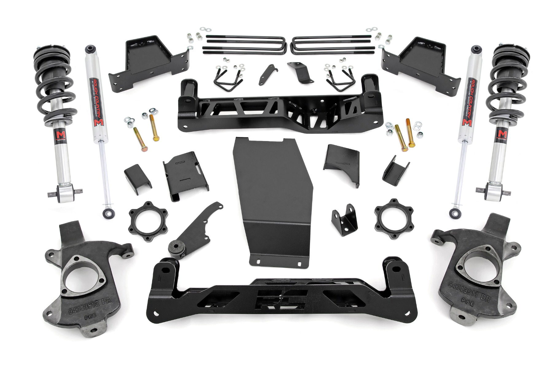 Rough Country 6-Inch Aluminum-Knuckle Lift Kit with M1 Shocks for Chevy/GMC 1500 4WD