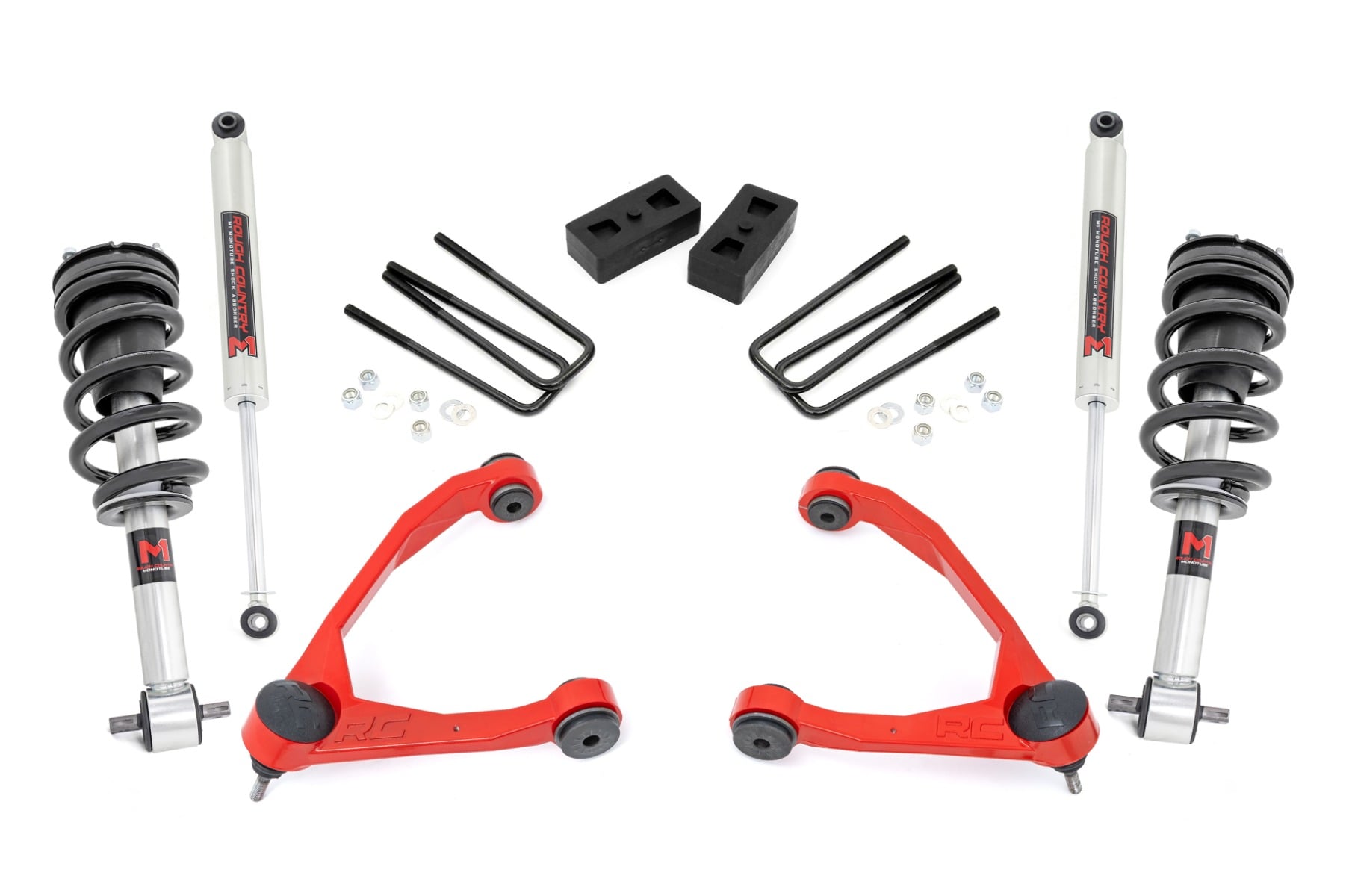 Rough Country 3.5-Inch M1 Lift Kit for Silverado/Sierra 1500 2WD (2007-2013) — Red