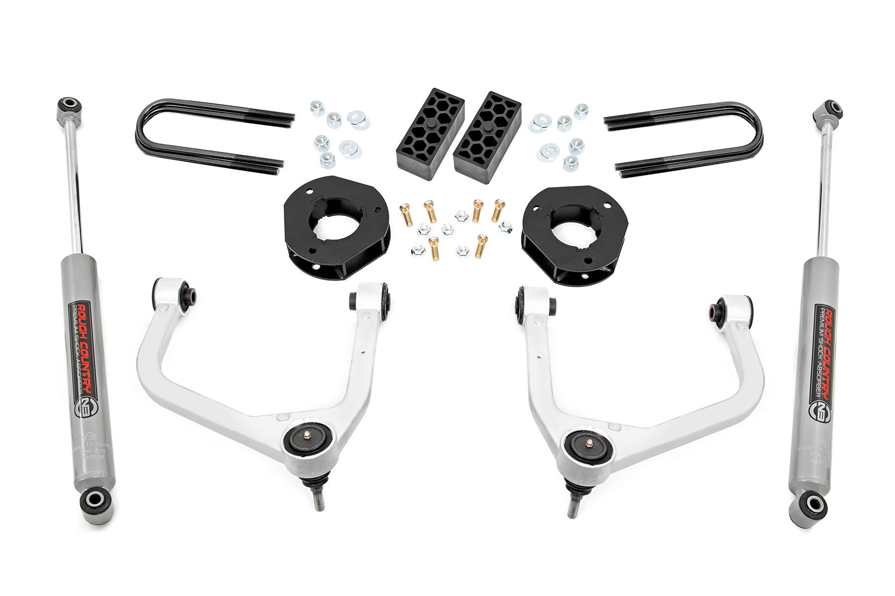 Rough Country 3.5-Inch Lift Kit with N3 Shocks for 2022–2024 Chevy Silverado 1500
