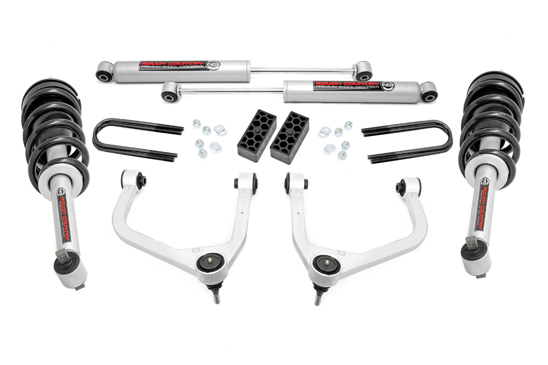 Rough Country N3 Shock and Strut Lift Kit, 3.5-Inch, for Silverado 1500