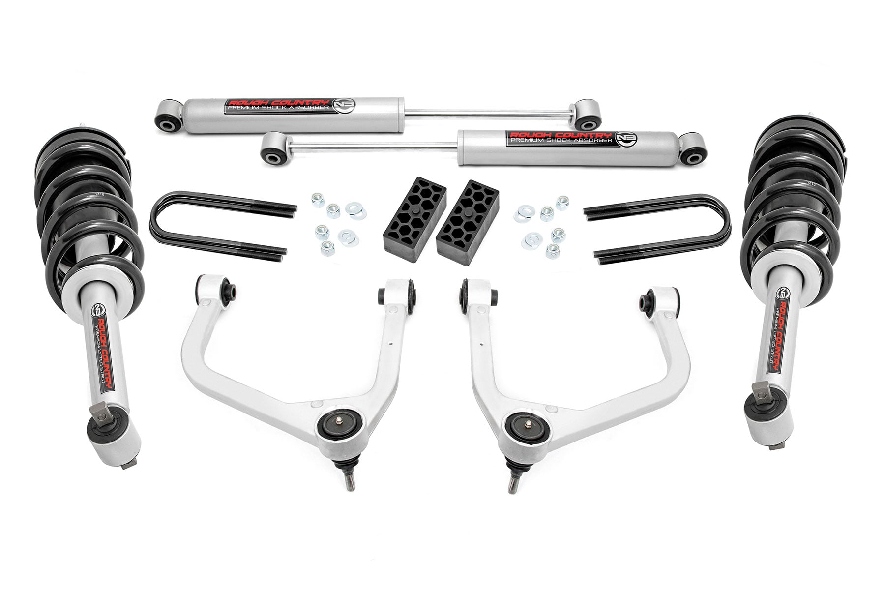 Rough Country 3.5-Inch Lift Kit with N3 Shocks for 2022–2024 Silverado 1500