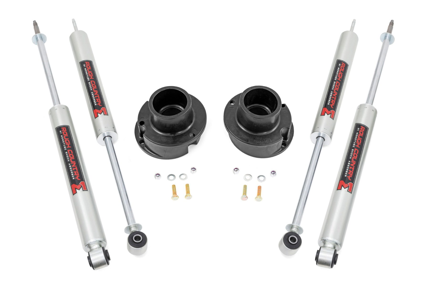 Rough Country 2.5-Inch M1 Monotube Leveling Kit, Front and Rear