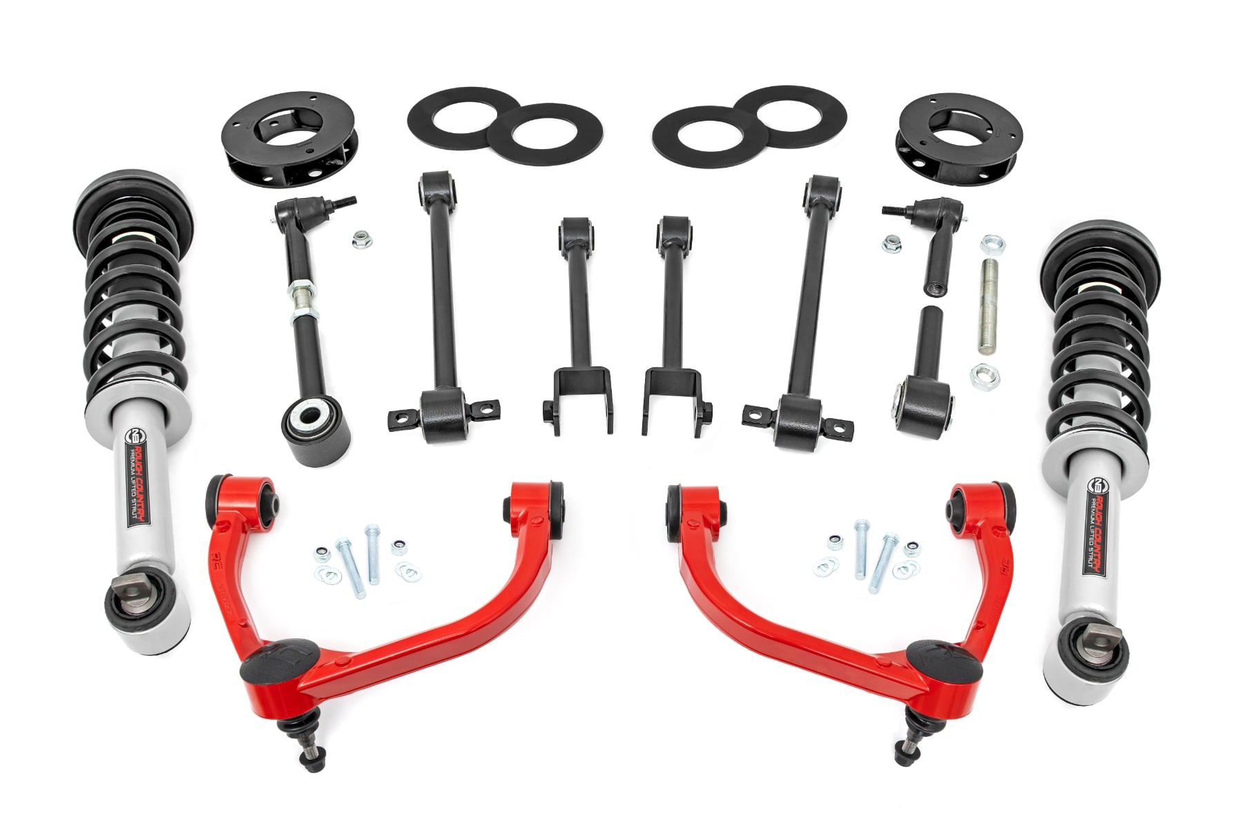 Rough Country 3-Inch Lift Kit with N3 Struts for 2018–2024 Ford Expedition 4WD — Red