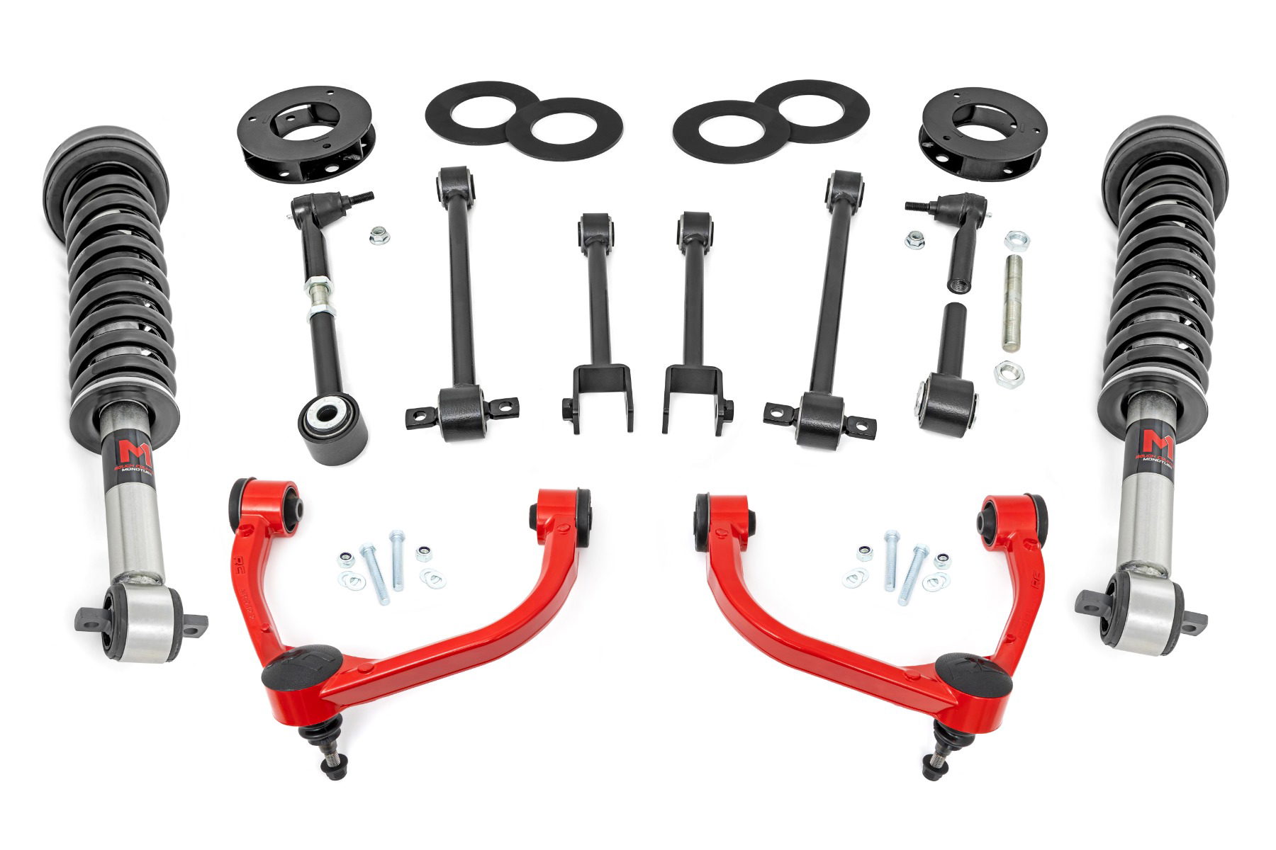 Rough Country 3-Inch Lift Kit with M1 Struts for 2018-2024 Ford Expedition 4WD — Red