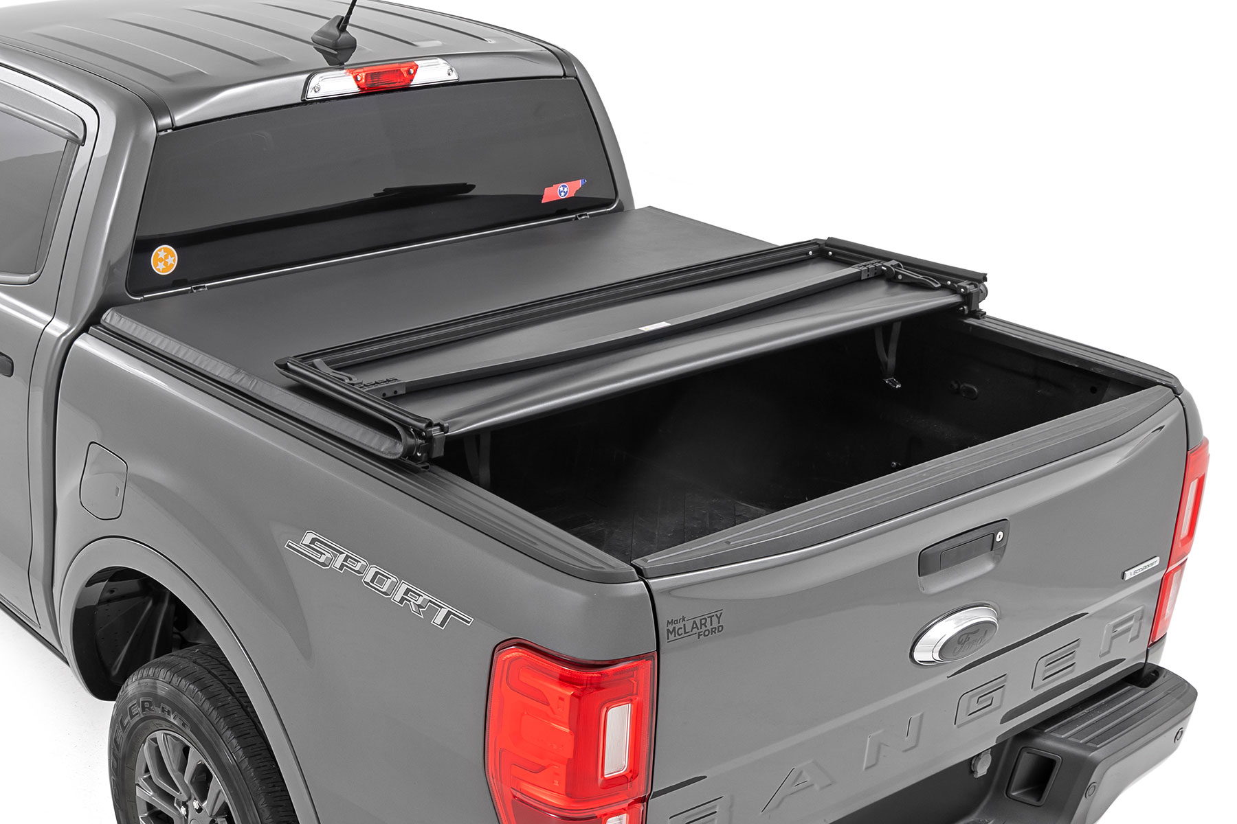 Rough Country Soft Tri-Fold Bed Cover for 2019 Ford Ranger 5' Bed